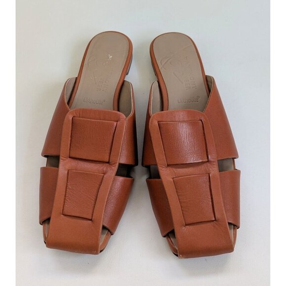 Her By Anthony Veer Maslta Ortholite Woven Leather Flat Slide Sz 9.5 Orange - Picture 1 of 8